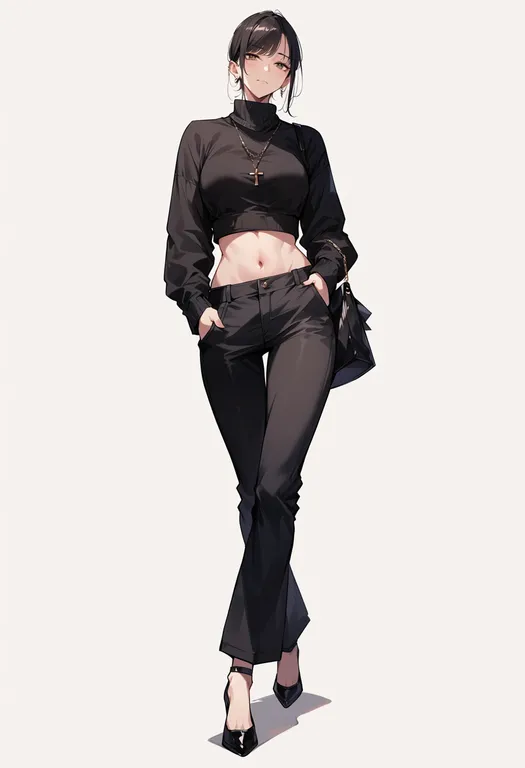 masterpiece, best quality, score_7, safe, gangnam style, solo, full body, simple background — by k3scat, made with ComfyUI