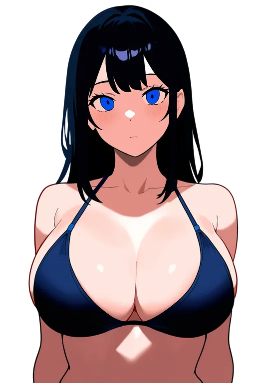 masterpiece, best quality, newest, absurdres, highres, safe, bikini_top_only, 1girl, solo, simple_background — by k3scat, made with ComfyUI