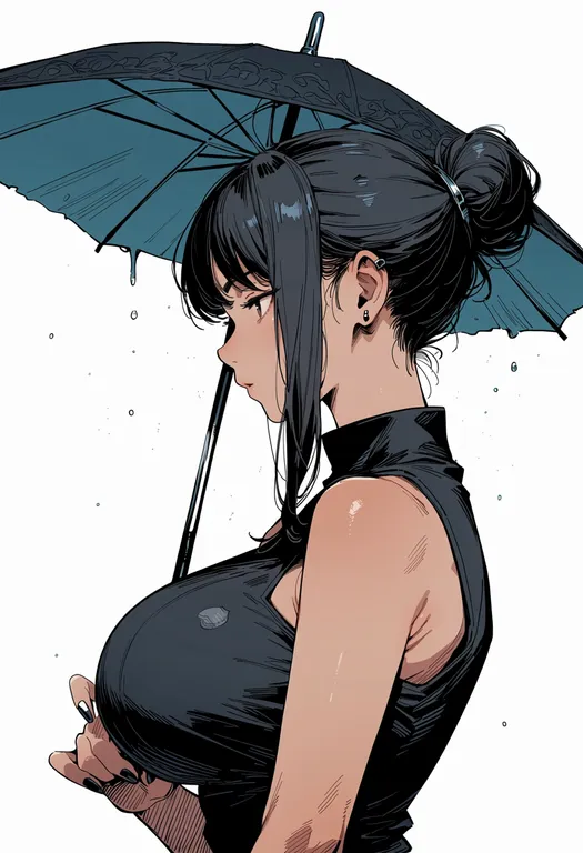 masterpiece, best quality, score_7, safe, cocktail umbrella, 1girl, solo, upper body, simple background — by k3scat, made with ComfyUI
