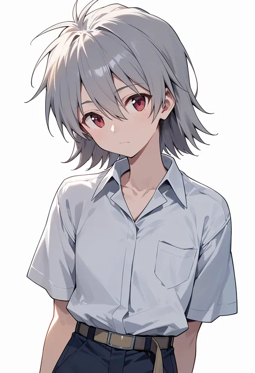 masterpiece, best quality, score_7, safe, nagisa kaworu, solo, upper body, simple background — by k3scat, made with ComfyUI