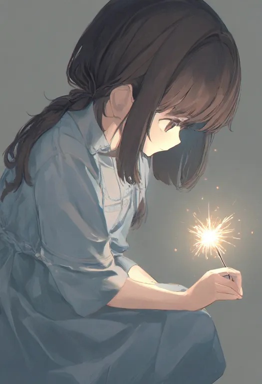 masterpiece, best quality, general, sparkler, 1girl, solo, simple background — by k3scat, made with ComfyUI