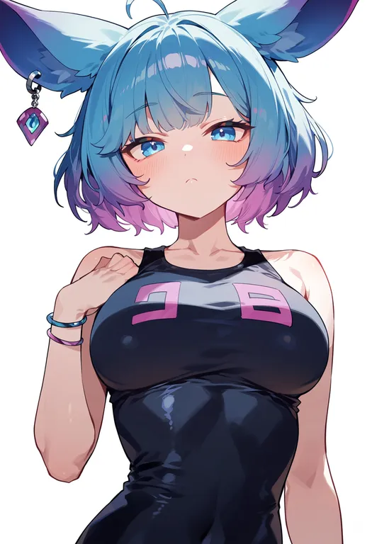 masterpiece, best quality, score_7, safe, neeko (league), solo, upper body, simple background — by k3scat, made with ComfyUI