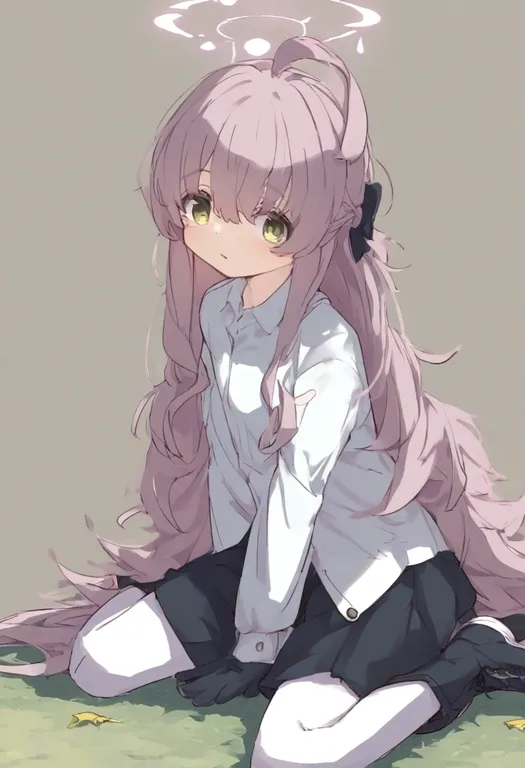 masterpiece, best quality, general, on ground, 1girl, solo, simple background — by k3scat, made with ComfyUI