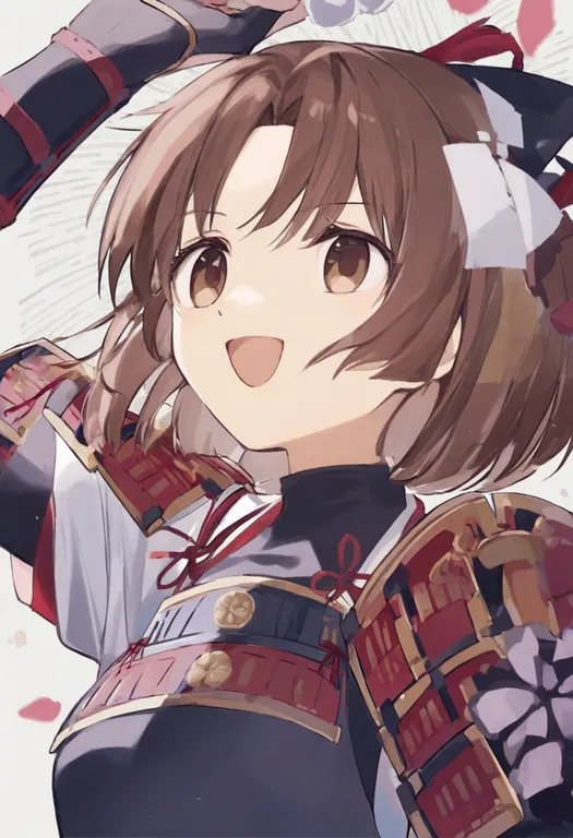 masterpiece, best quality, general, japanese armor, 1girl, solo, simple background — by k3scat, made with ComfyUI