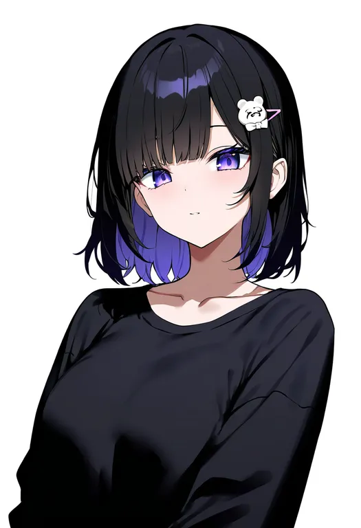 masterpiece, best quality, newest, absurdres, highres, safe, bear_hair_ornament, 1girl, solo, simple_background — by k3scat, made with ComfyUI