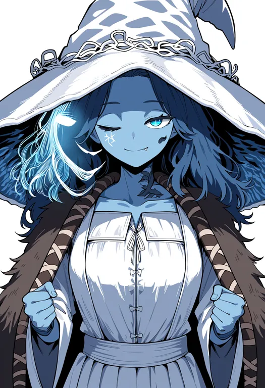 masterpiece, best quality, score_7, safe, ranni the witch, solo, upper body, simple background — by k3scat, made with ComfyUI