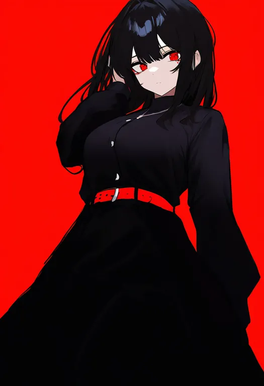 masterpiece, best quality, newest, absurdres, highres, safe, red_belt, 1girl, solo, simple_background — by k3scat, made with ComfyUI