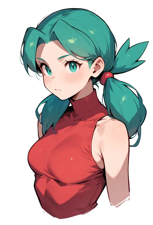 masterpiece, best quality, score_7, safe, kris (pokemon), pokemon, solo, upper body, simple background — by k3scat, made with ComfyUI
