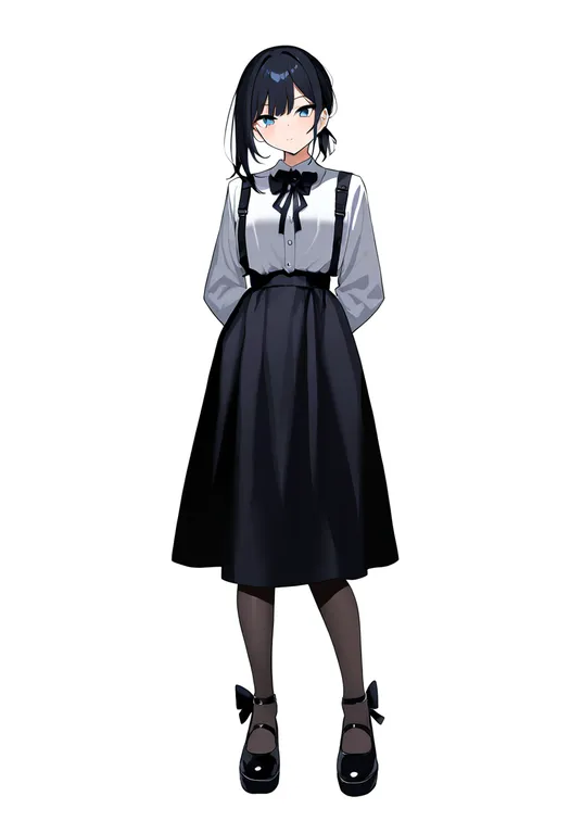 masterpiece, best quality, newest, absurdres, highres, safe, footwear_bow, 1girl, solo, simple_background — by k3scat, made with ComfyUI