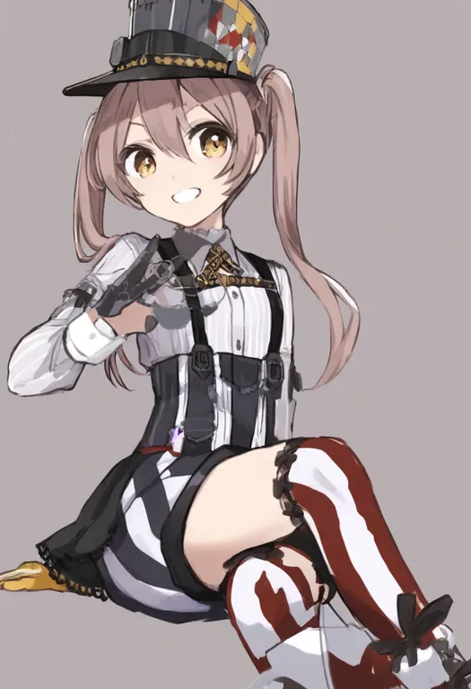 masterpiece, best quality, general, vertical-striped shorts, 1girl, solo, simple background — by k3scat, made with ComfyUI