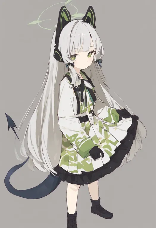 masterpiece, best quality, general, black tail, 1girl, solo, simple background — by k3scat, made with ComfyUI