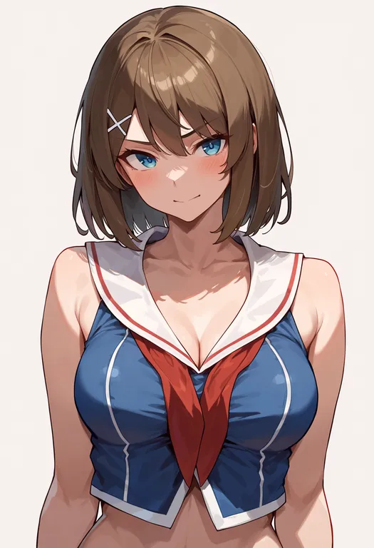masterpiece, best quality, score_7, safe, maya (kancolle), solo, upper body, simple background — by k3scat, made with ComfyUI