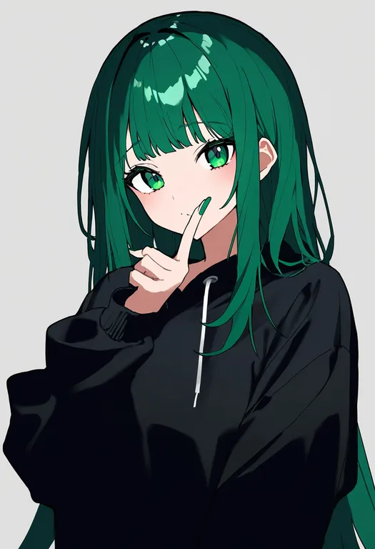 masterpiece, best quality, newest, absurdres, highres, safe, green_nails, 1girl, solo, simple_background — by k3scat, made with ComfyUI
