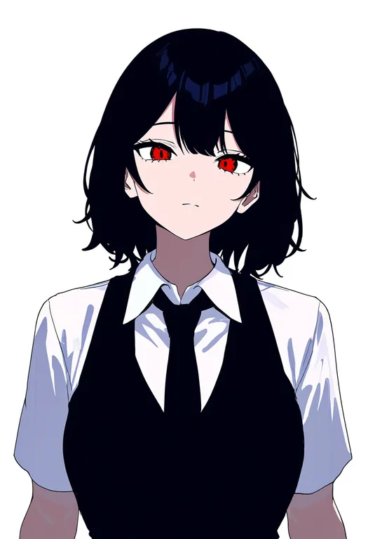 masterpiece, best quality, newest, absurdres, highres, safe, square-end_necktie, 1girl, solo, simple_background — by k3scat, made with ComfyUI