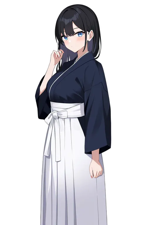 masterpiece, best quality, newest, absurdres, highres, safe, white_hakama, 1girl, solo, simple_background — by k3scat, made with ComfyUI