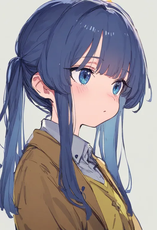 masterpiece, best quality, general, long sidelocks, 1girl, solo, simple background — by k3scat, made with ComfyUI