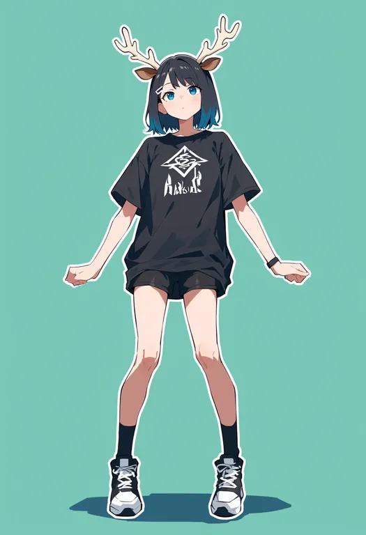 masterpiece, best quality, score_7, safe, kashima antlers, solo, full body, simple background — by k3scat, made with ComfyUI