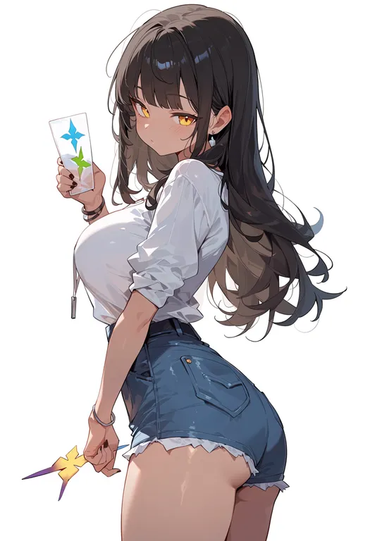 masterpiece, best quality, score_7, safe, shikigami, 1girl, solo, simple background — by k3scat, made with ComfyUI