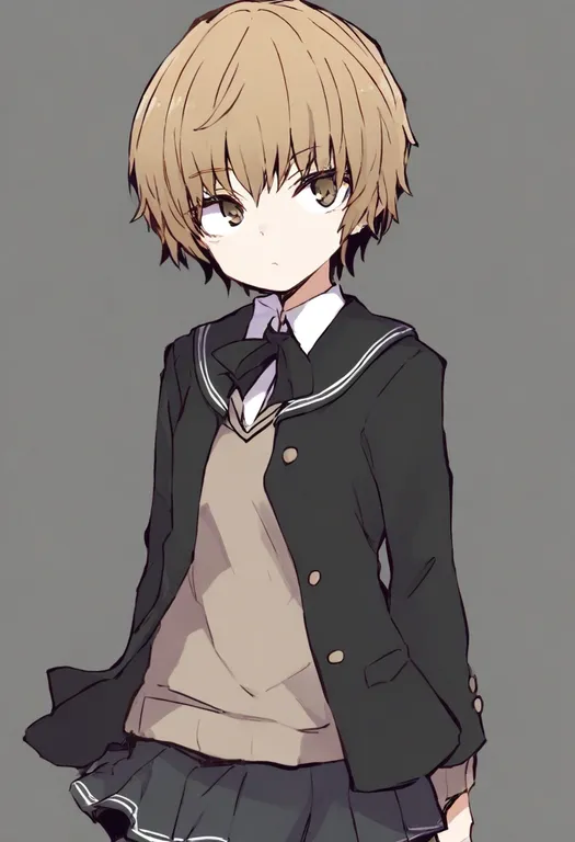 masterpiece, best quality, general, kibito high school uniform, 1girl, solo, simple background — by k3scat, made with ComfyUI