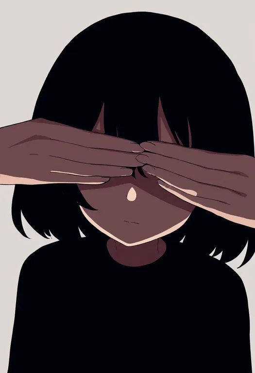 masterpiece, best quality, newest, absurdres, highres, safe, covering_another's_eyes, 1girl, solo, simple_background — by k3scat, made with ComfyUI