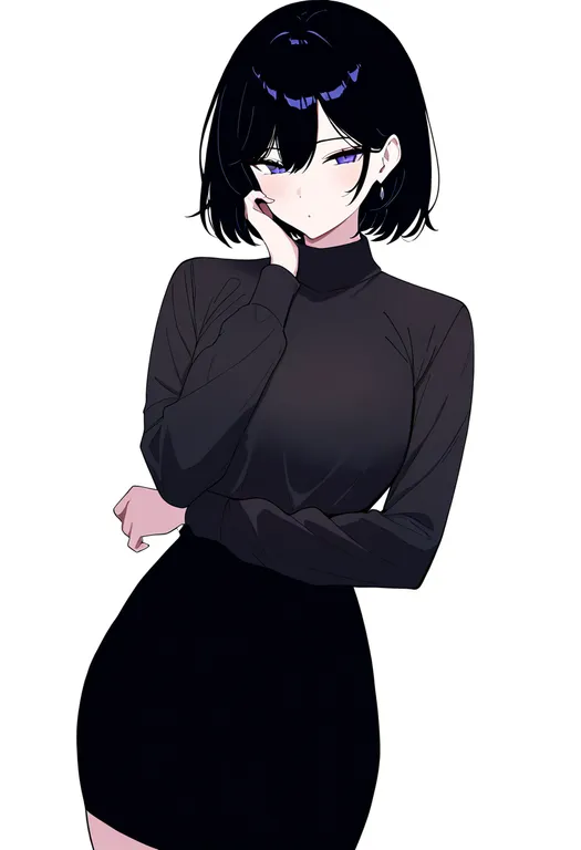 masterpiece, best quality, newest, absurdres, highres, safe, pencil_skirt, 1girl, solo, simple_background — by k3scat, made with ComfyUI