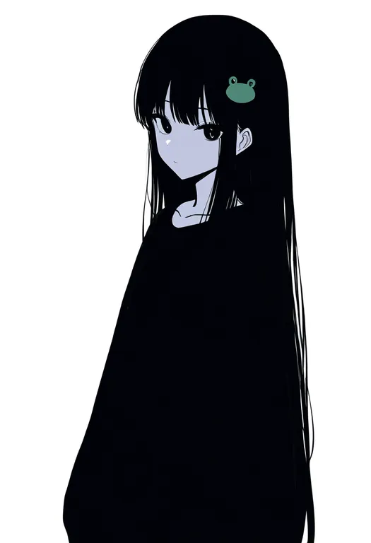 masterpiece, best quality, newest, absurdres, highres, safe, frog_hair_ornament, 1girl, solo, simple_background — by k3scat, made with ComfyUI