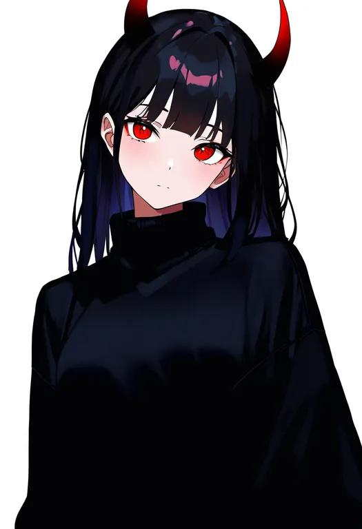 masterpiece, best quality, newest, absurdres, highres, safe, two-tone_horns, 1girl, solo, simple_background — by k3scat, made with ComfyUI