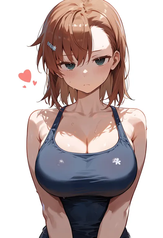 masterpiece, best quality, score_7, safe, misaka imouto, solo, upper body, simple background — by k3scat, made with ComfyUI
