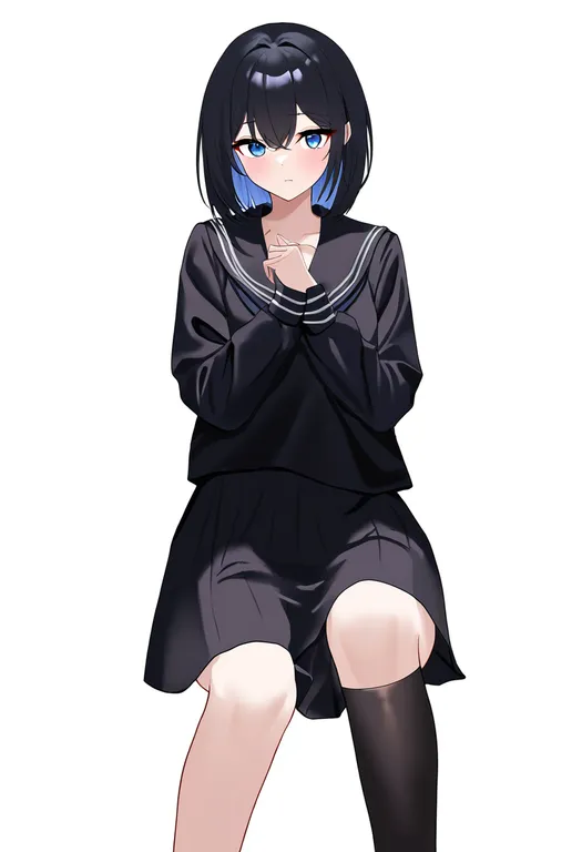 masterpiece, best quality, newest, absurdres, highres, safe, single_bare_leg, 1girl, solo, simple_background — by k3scat, made with ComfyUI