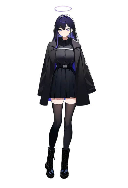 masterpiece, best quality, newest, absurdres, highres, safe, thighhighs_under_boots, 1girl, solo, simple_background — by k3scat, made with ComfyUI