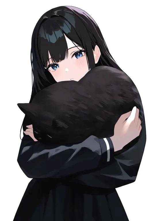 masterpiece, best quality, newest, absurdres, highres, safe, animal_hug, 1girl, solo, simple_background — by k3scat, made with ComfyUI