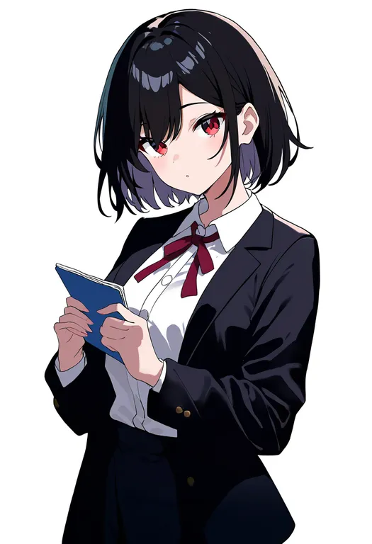 masterpiece, best quality, newest, absurdres, highres, safe, notebook, 1girl, solo, simple_background — by k3scat, made with ComfyUI