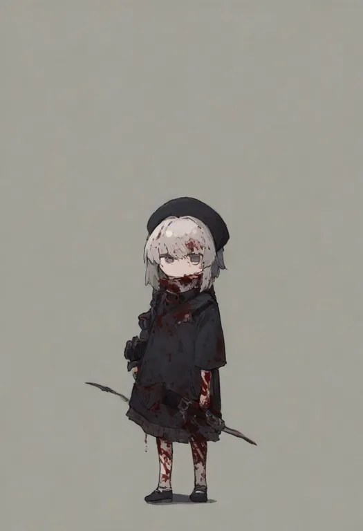 masterpiece, best quality, general, blood on leg, 1girl, solo, simple background — by k3scat, made with ComfyUI