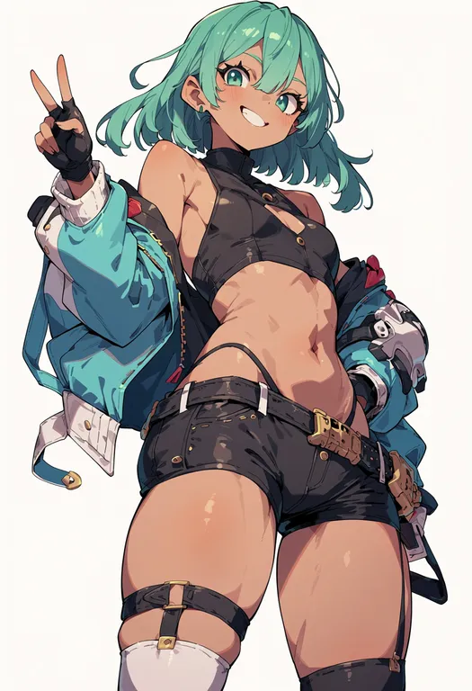 masterpiece, best quality, score_7, safe, guilty gear petit, solo, simple background — by k3scat, made with ComfyUI