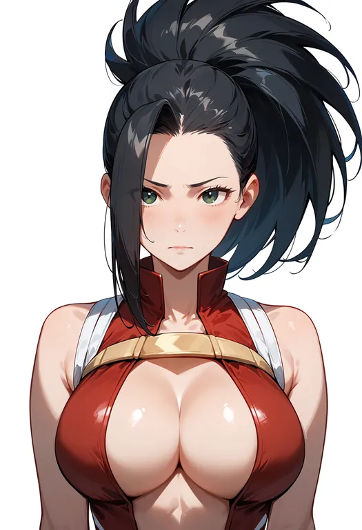 masterpiece, best quality, score_7, safe, yaoyorozu momo, solo, upper body, simple background — by k3scat, made with ComfyUI