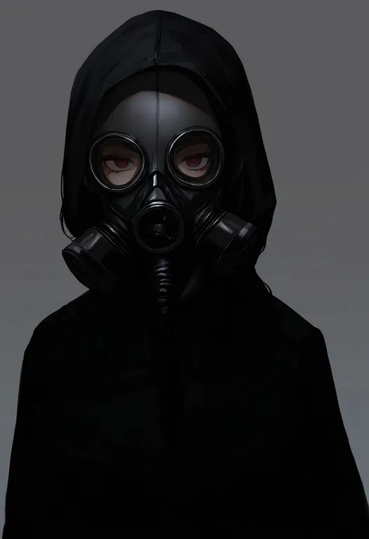 masterpiece, best quality, newest, absurdres, highres, safe, gas_mask, 1girl, solo, simple_background — by k3scat, made with ComfyUI