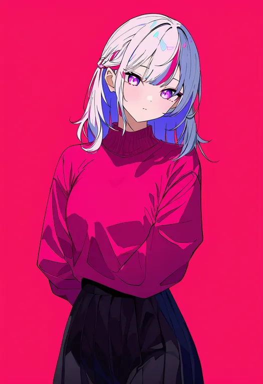 masterpiece, best quality, newest, absurdres, highres, safe, pink_streaks, 1girl, solo, simple_background — by k3scat, made with ComfyUI