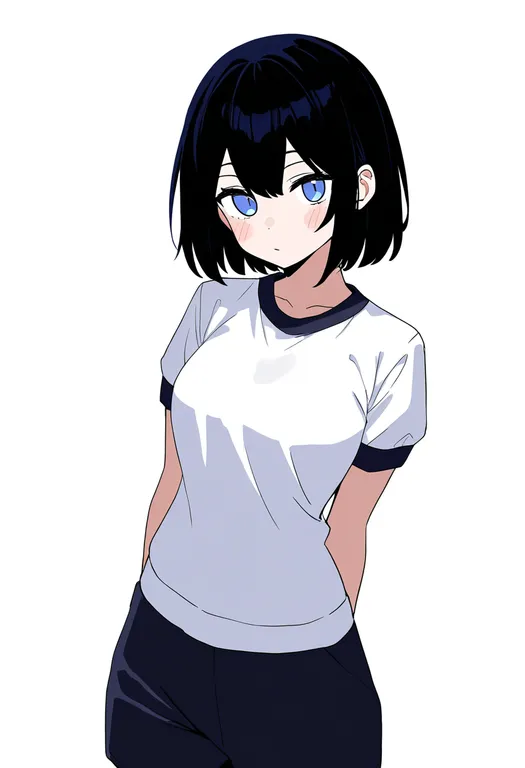 masterpiece, best quality, newest, absurdres, highres, safe, gym_shirt, 1girl, solo, simple_background — by k3scat, made with ComfyUI