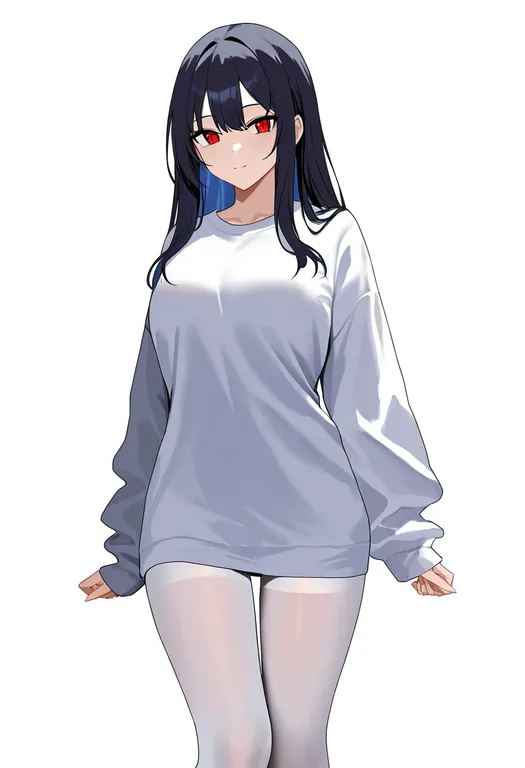 masterpiece, best quality, newest, absurdres, highres, safe, white_pantyhose, 1girl, solo, simple_background — by k3scat, made with ComfyUI
