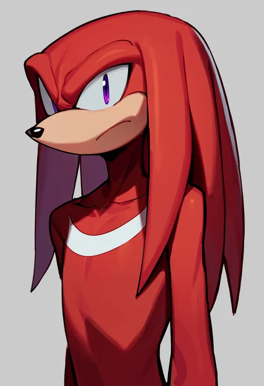 masterpiece, best quality, score_7, safe, knuckles the echidna, solo, upper body, simple background — by k3scat, made with ComfyUI
