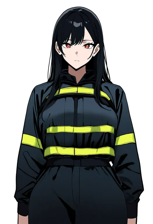 masterpiece, best quality, newest, absurdres, highres, safe, high-visibility_clothing, 1girl, solo, simple_background — by k3scat, made with ComfyUI
