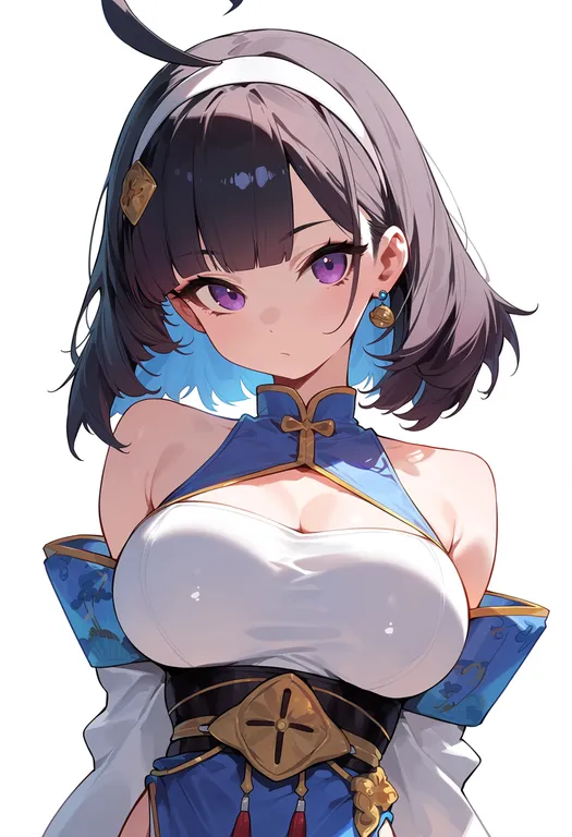masterpiece, best quality, score_7, safe, ning hai (azur lane), azur lane, solo, upper body, simple background — by k3scat, made with ComfyUI