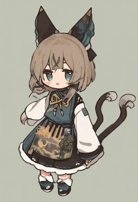 masterpiece, best quality, general, two tails, 1girl, solo, simple background — by k3scat, made with ComfyUI