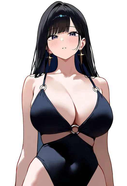 masterpiece, best quality, newest, absurdres, highres, safe, o-ring_swimsuit, 1girl, solo, simple_background — by k3scat, made with ComfyUI