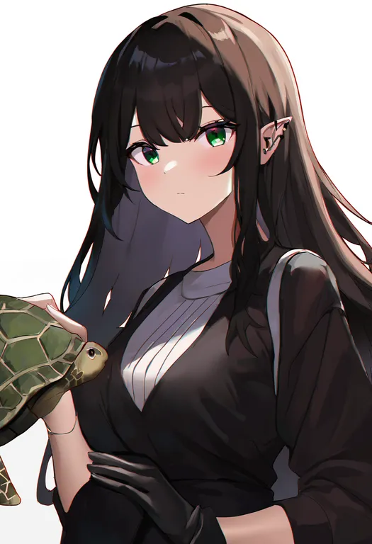 masterpiece, best quality, newest, absurdres, highres, safe, turtle, 1girl, solo, simple_background — by k3scat, made with ComfyUI