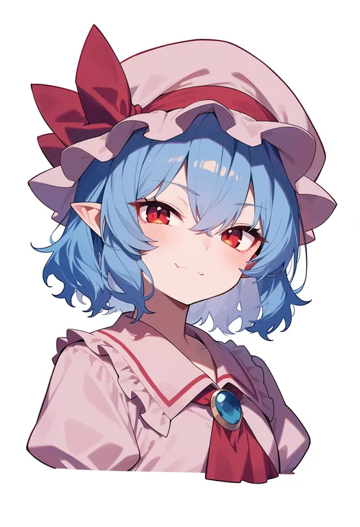 masterpiece, best quality, score_7, safe, remilia scarlet, touhou, solo, upper body, simple background — by k3scat, made with ComfyUI