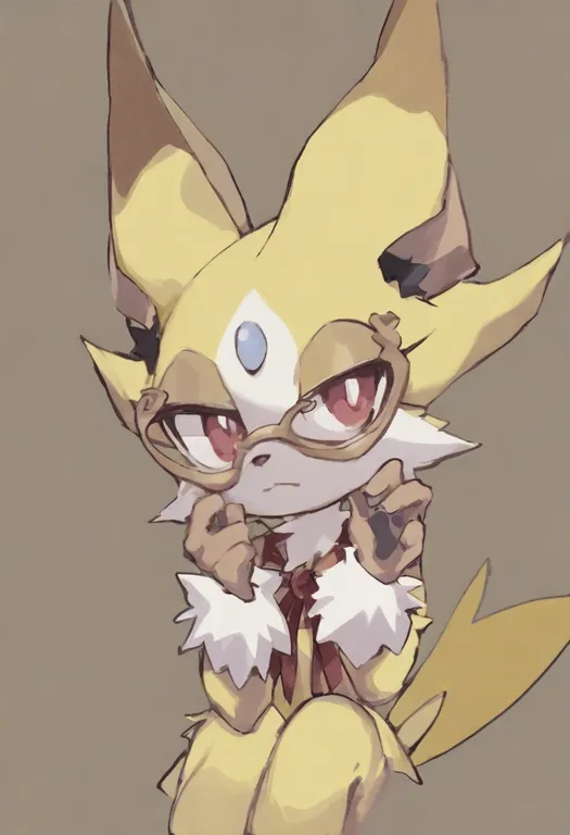 masterpiece, best quality, general, yellow fur, 1girl, solo, simple background — by k3scat, made with ComfyUI