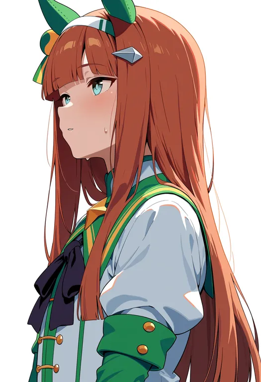 masterpiece, best quality, score_7, safe, silence suzuka (umamusume), umamusume, solo, upper body, simple background — by k3scat, made with ComfyUI