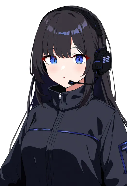 masterpiece, best quality, newest, absurdres, highres, safe, headset, 1girl, solo, upper_body, simple_background — by k3scat, made with ComfyUI