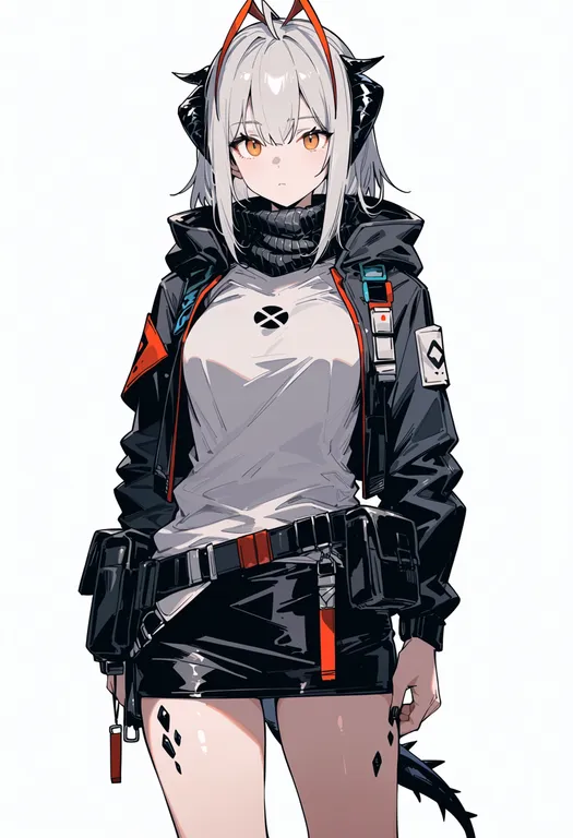 masterpiece, best quality, score_7, safe, oripathy lesion (arknights), 1girl, solo, simple background — by k3scat, made with ComfyUI
